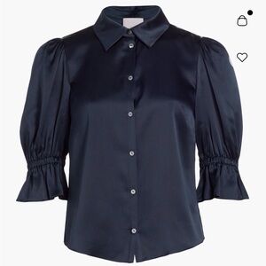 Cinq à Sept Navy Puff Sleeve Blouse